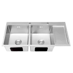 B-Gem - KS_2H - CHẬU 2 HỘC CÁNH INOX 304 KHÔNG SƠN DÀY 3.5MM