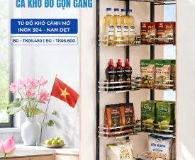 TỦ ĐỒ KHÔ CÁNH MỞ INOX 304 - NAN DẸT B-Gem – GIẢI PHÁP LƯU TRỮ THÔNG MINH CHO GIAN BẾP HIỆN ĐẠI