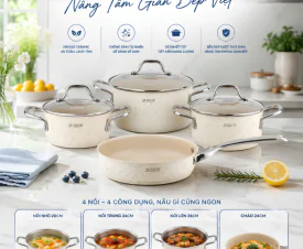 Bộ Nồi Ceramic BG - 868 EVIAN – Tinh Hoa Men Sứ Châu Âu, Nâng Tầm Mọi Bữa Ăn Gia Đình