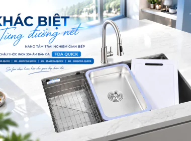CHẬU 1 HỘC INOX 304 ÂM BÀN ĐÁ B-GEM FDA QUICK – KHÁC BIỆT TỪNG ĐƯỜNG NÉT, NÂNG TẦM TRẢI NGHIỆM GIAN BẾP