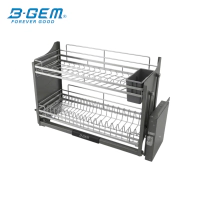 KỆ BÁT ĐĨA NÂNG HẠ THÔNG MINH - NAN DẸT INOX 304 BGKC01