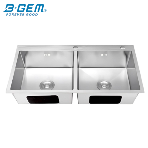 B-Gem - KS_2H - CHẬU 2 HỘC INOX 304 KHÔNG SƠN DÀY 3.5MM