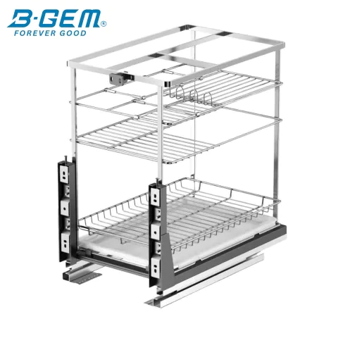 KỆ GIA VỊ NAN DẸT INOX 304 RAY GIẢM CHẤN BGKGV01