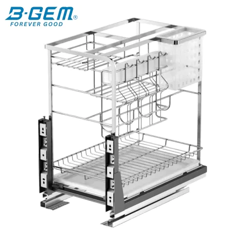 KỆ DAO THỚT NAN DẸT INOX 304 RAY GIẢM CHẤN BGKDT02
