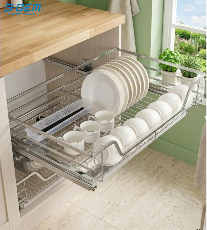 GIÁ BÁT ĐĨA NAN DẸT INOX 304 CAO CẤP, HỆ DẪN HƯỚNG CHỐNG RUNG BGKC02A