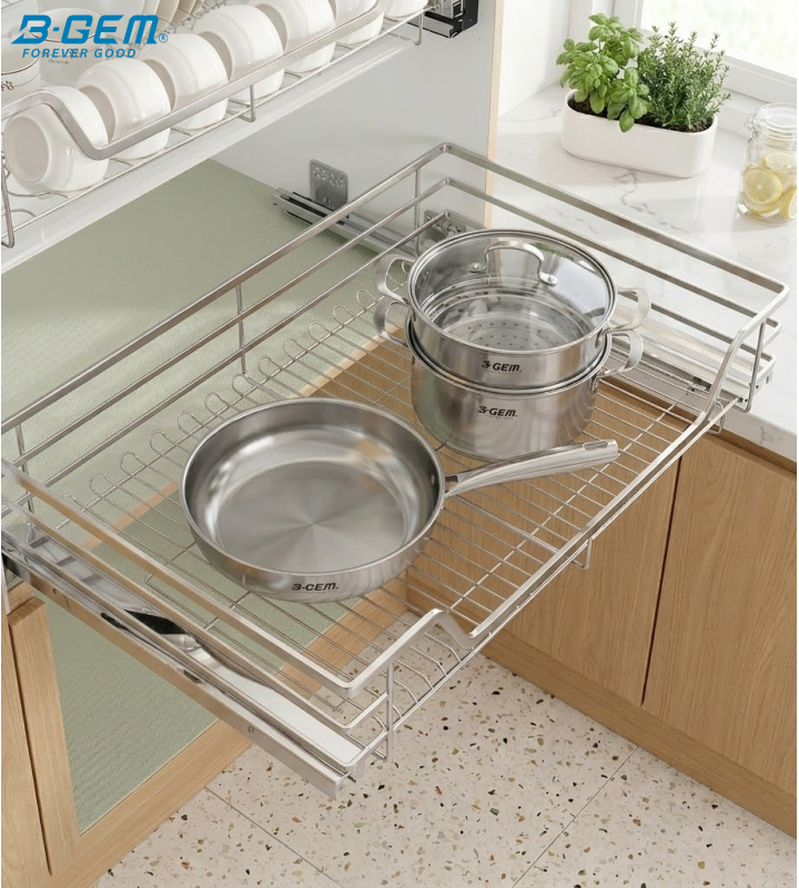 GIÁ XOONG NỒI NAN DẸT INOX 304 CAO CẤP, HỆ DẪN HƯỚNG CHỐNG RUNG BGKC02B