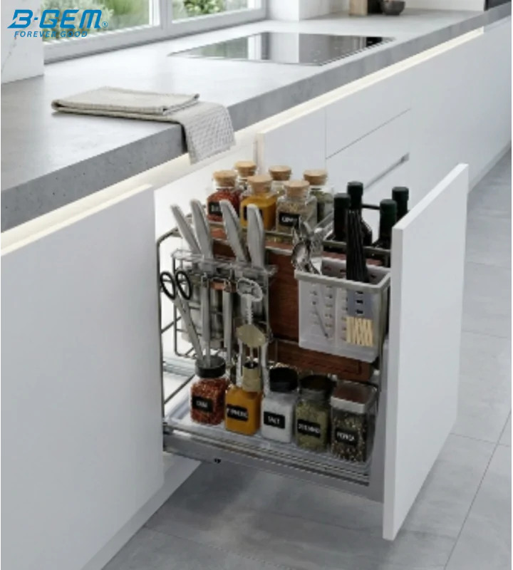 KỆ DAO THỚT NAN DẸT INOX 304 RAY GIẢM CHẤN BGKDT02