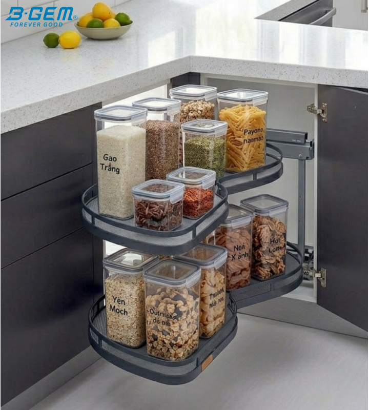 MÂM XOAY HÌNH LÁ 2 TẦNG - INOX NANO BGMX900B