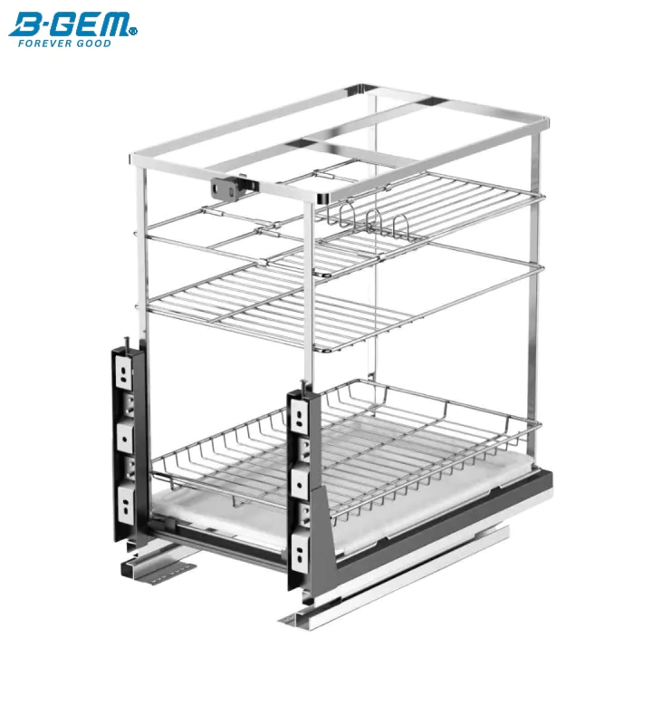KỆ GIA VỊ NAN DẸT INOX 304 RAY GIẢM CHẤN BGKGV01