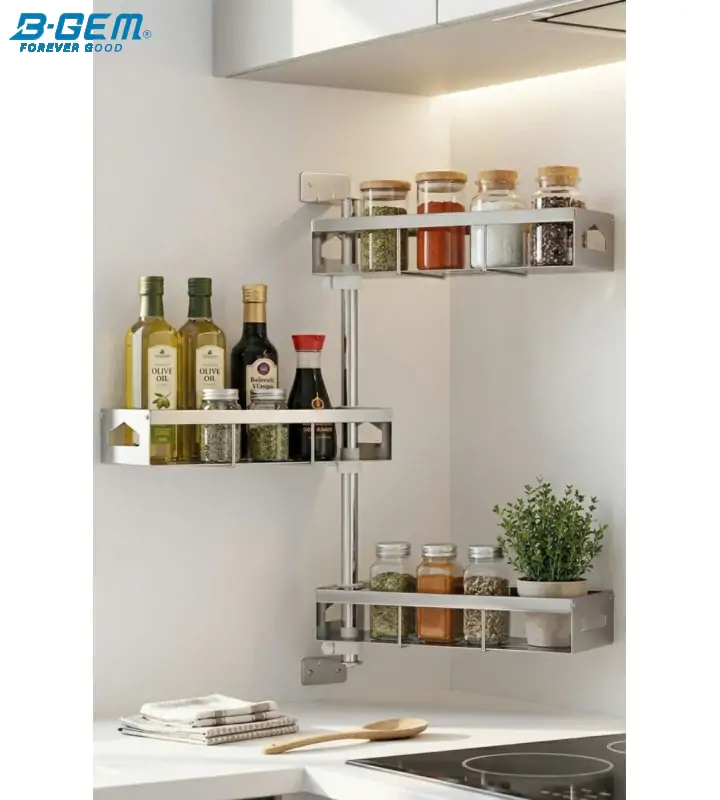 KỆ GIA VỊ XOAY 3 TẦNG INOX 304 BGKGV03